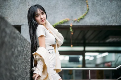 Woman in White Outfit Posing Against Urban Wall - free people & portraits wallpaper 3000×1994
