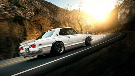 White Classic Muscle Car Speeding Through Mountain Canyon - free people & portraits wallpaper 1920×1080