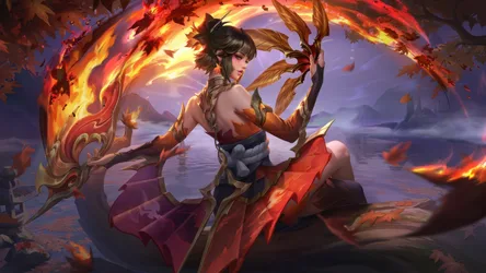 Fire Mage Warrior in Autumnal Landscape - free gaming wallpaper 3840×2160