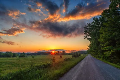 Rural Road at Sunset with Dramatic Sky - free landscapes wallpaper 6192×4128