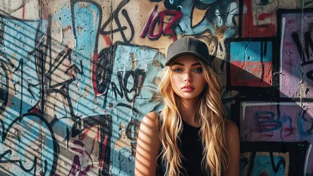 Woman with Blonde Hair Against Colorful Graffiti Wall - free people & portraits wallpaper 3840×2160