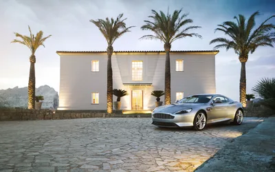 Modern White House With Luxury Car and Palm Trees - free cars & vehicles wallpaper 3598×2249
