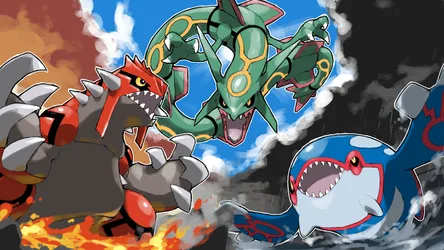 Legendary Clash: Groudon, Kyogre, and Rayquaza - free gaming wallpaper 1920×1080
