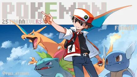 Red's Journey: 25 Years of Pokémon Adventure - free wallpaper 2048×1152