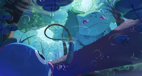 Underwater Wonder: Bulbasaur's Garden - free wallpaper 3000×1606