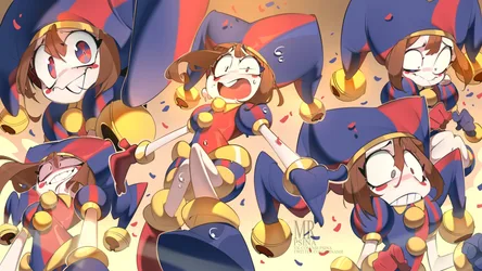 Pomni's Joyful Circus Celebration - free anime wallpaper 3840×2160