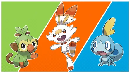 Pokémon Sword and Shield Starter Trio - free gaming wallpaper 1920×1080