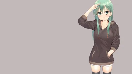 Anime Girl in Brown Hoodie Against Gray Background - free anime wallpaper 1920×1080