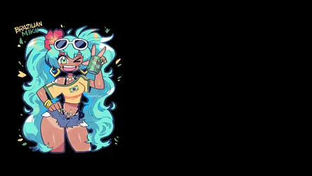 Brazilian Miku's Tropical Vibes - free wallpaper 1920×1080