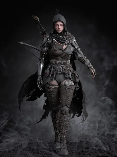 Cybernetic Huntress: Dark Archer - free fantasy wallpaper 1920×2560