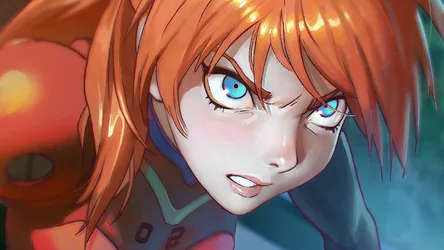Asuka's Crimson Gaze - free anime wallpaper 1920×1080