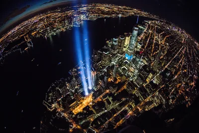 New York City Night Aerial View with Memorial Lights - free city & urban wallpaper 2048×1365