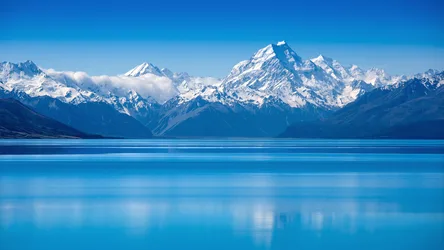 Snow-Capped Mountains Reflected in Turquoise Alpine Lake - free landscapes wallpaper 3000×1688