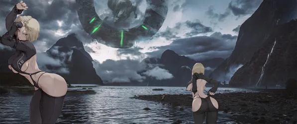 Android 18 Stands Before The Ancient Dragon - free anime wallpaper 4338×1815