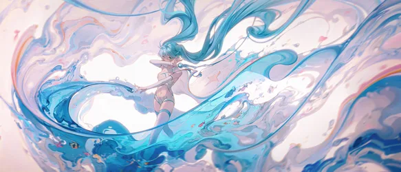 Miku's Turquoise Dream - free anime wallpaper 3840×1645