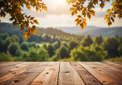 Wooden Deck Overlooking Autumn Valley Landscape - free landscapes wallpaper 3072×2142
