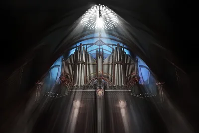 Grand Cathedral Organ with Heavenly Light - free city & urban wallpaper 6144×4096