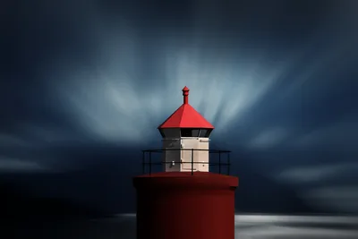 Red Lighthouse Against Dramatic Stormy Sky - free photography wallpaper 6144×4096