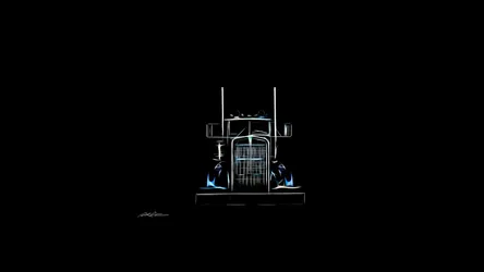 Front View Neon Semi Truck Illustration - free art & design wallpaper 2048×1151