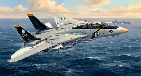 Military Fighter Jet Over Ocean With Carrier - free art & design wallpaper 4096×2232