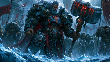 Warhammer 40K Space Marines in Frozen Fortress Battle - free art & design wallpaper 2912×1632
