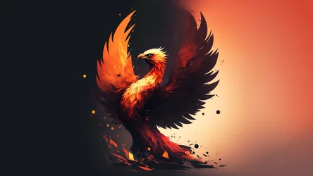 Phoenix Rising In Flames Against Dark Background - free art & design wallpaper 3840×2160