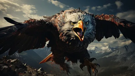 Majestic Bald Eagle in Flight Over Mountain Landscape - free animals wallpaper 3840×2160