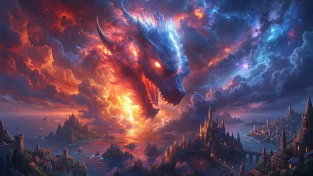 Celestial Dragon Emerging Over Fantasy Kingdoms - free fantasy wallpaper 3840×2160
