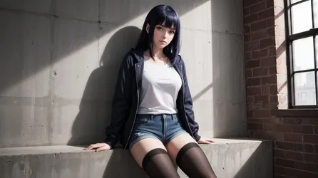Anime Girl Sitting in Industrial Room by Window - free people & portraits wallpaper 3840×2151