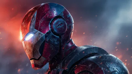 Iron Man Suit in Red and Blue with Glowing Arc Reactor - free wallpaper 3840×2160