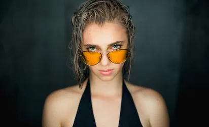 Woman Wearing Orange-Tinted Aviator Sunglasses - free people & portraits wallpaper 7680×4664