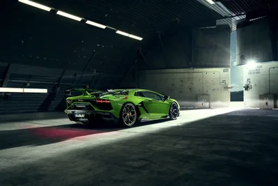 Lime Green Lamborghini Aventador in Industrial Warehouse - free cars & vehicles wallpaper 7952×5304