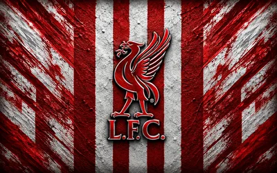 Liverpool FC Logo on Red and White Striped Background - free sports wallpaper 3840×2400