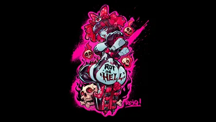 Zombie Girl in Hell Pink Aesthetic - free art & design wallpaper 5113×2876