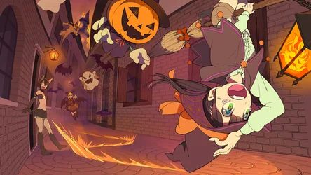 Halloween Witch Chase Through Haunted Alley - free cartoons & comics wallpaper 1920×1080