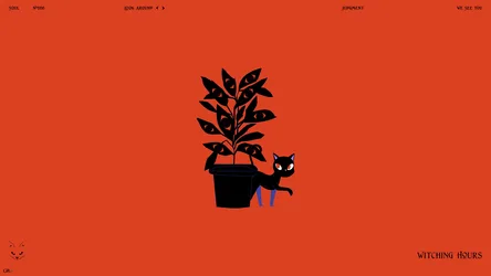 Witching Hours Black Cat with Enchanted Plant - free art & design wallpaper 5760×3240