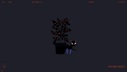 Witch's Familiar with Enchanted Plant - free dark wallpaper 5760×3240