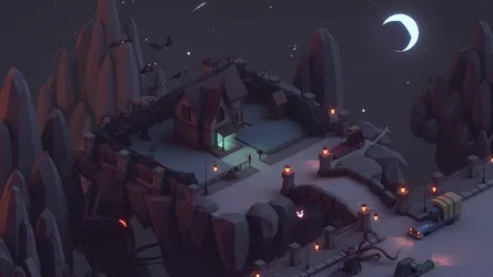 Creepy Halloween Village in the Moonlight - free fantasy wallpaper 3840×2160