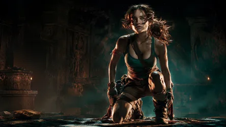 Female Adventurer in Ancient Temple Ruins - free people & portraits wallpaper 3840×2161