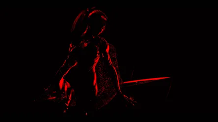 Eve from Stellar Blade in Red Light with Sword - free wallpaper 3840×2160