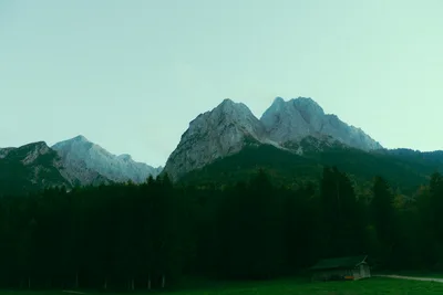 Alpine Mountain Landscape with Forest and Cabin - free landscapes wallpaper 5327×3551