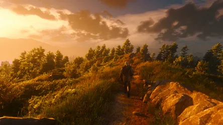 Geralt of Rivia's Sunset Journey Through The Witcher 3 - free wallpaper 3840×2160
