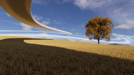 Golden Fields and Autumn Tree - free wallpaper 3840×2160