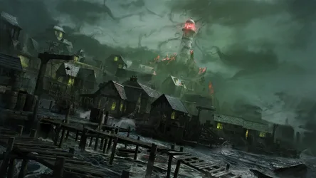 Stormy Coastal Town Under Fire - free dark wallpaper 3840×2161