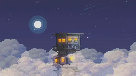 Celestial Night Tower in the Clouds - free wallpaper 3840×2160