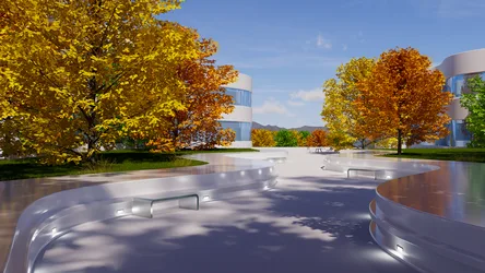 Autumn Office Park with Fall Foliage - free architecture wallpaper 3840×2160