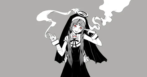 Hatsune Miku as a Nun Smoking - free anime wallpaper 4096×2160