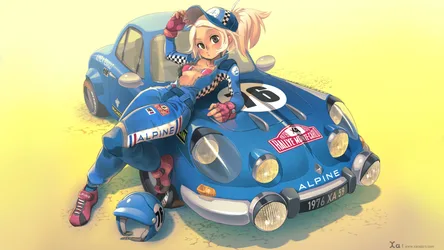 Alpine Rally Driver in Blue Jumpsuit - free anime wallpaper 3840×2160