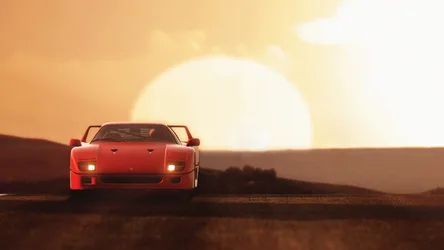 Red Sports Car at Sunset in Desert Landscape - free cars & vehicles wallpaper 7680×4320