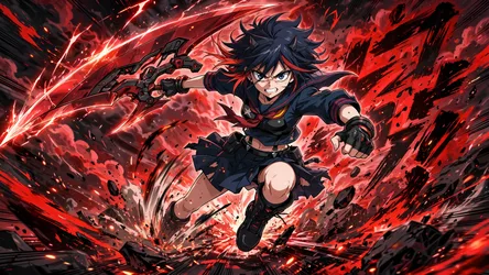 Anime Character with Crossbow in Red Energy Explosion - free anime wallpaper 4096×2304
